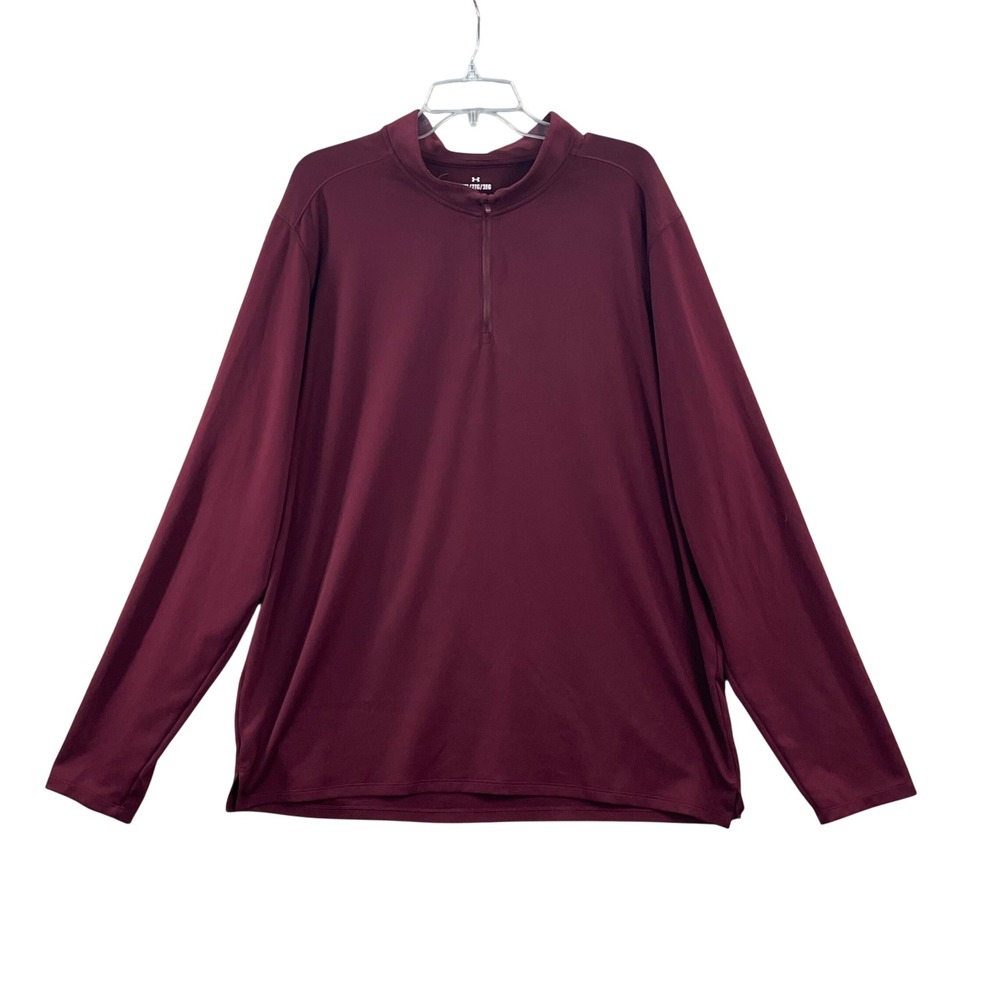 Under Armour 1/4 Zip Pullover Men 2XL Maroon Training Athletic Long Sleeve Loose